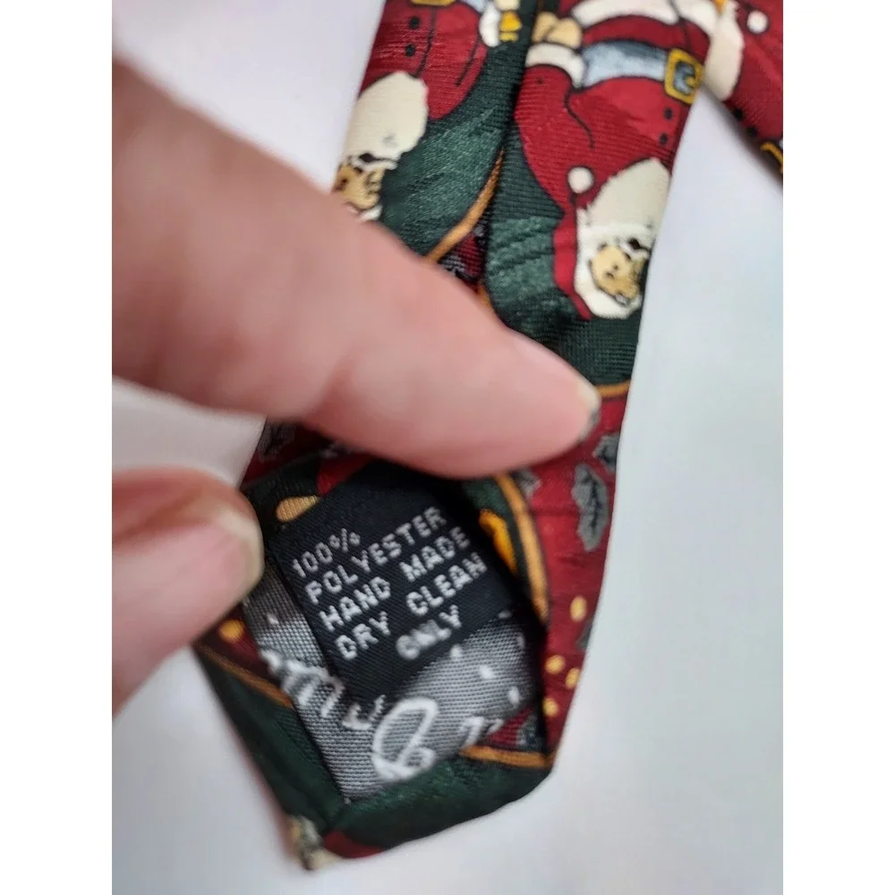 Keith Daniel Mens Christmas Tie Santa Claus Portrait Burgundy Holiday Silk Blend